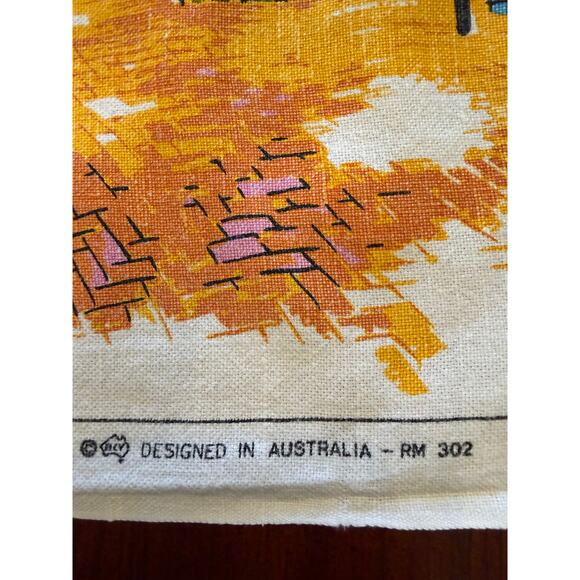 Vintage Australia Tea Towel Urban Cityscape 17” x 26” Retro Graphic Design - Picture 3 of 4